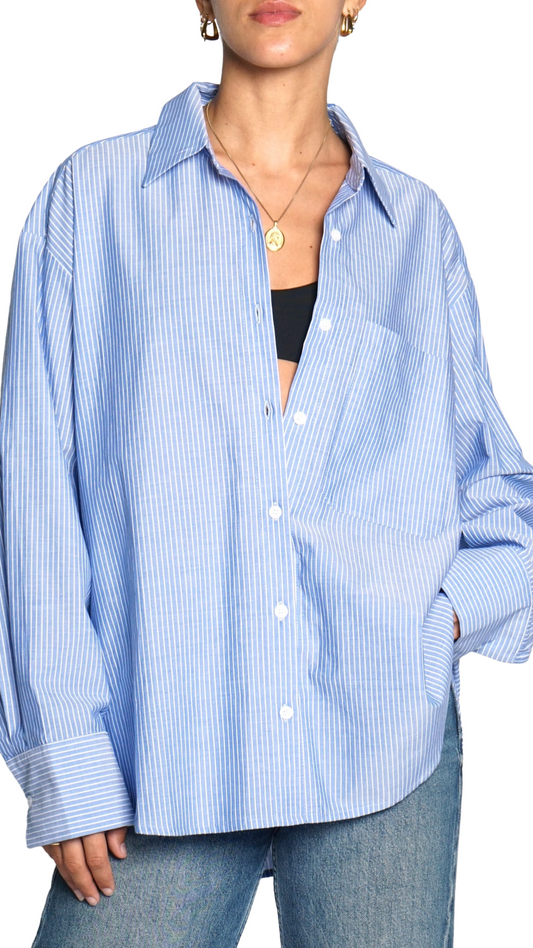 Pinstripe Lounge Button Down Shirt