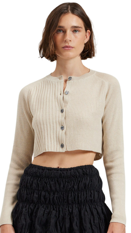 Cropped Rib Cardigan