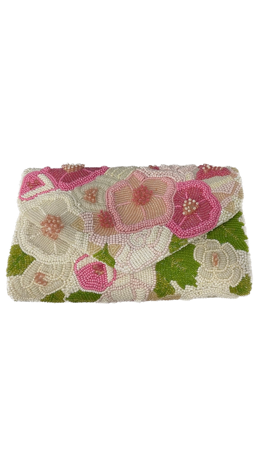 Pink Flower Power Small Envelope Clutch