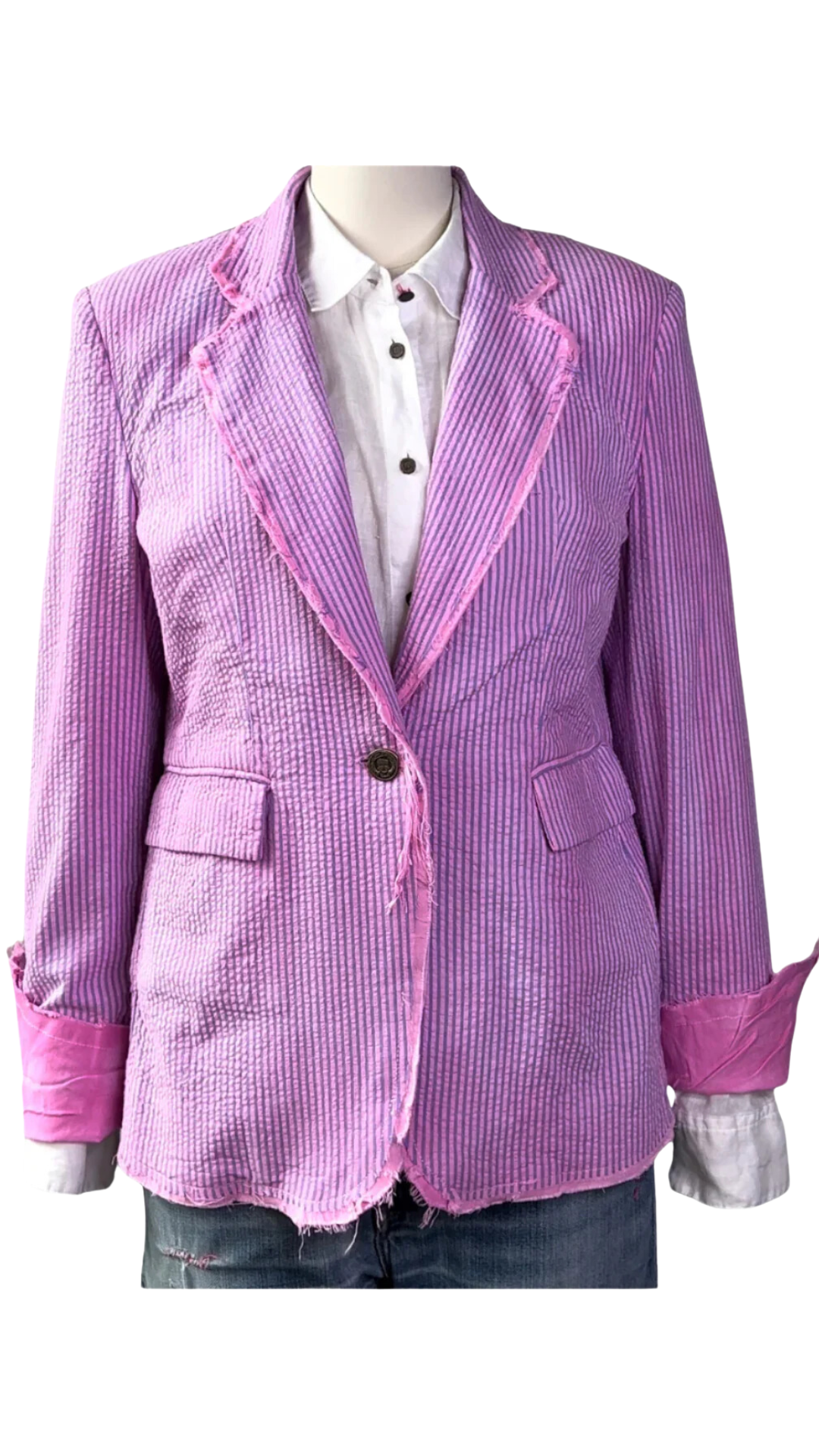 Hot Pink Seersucker Blazer