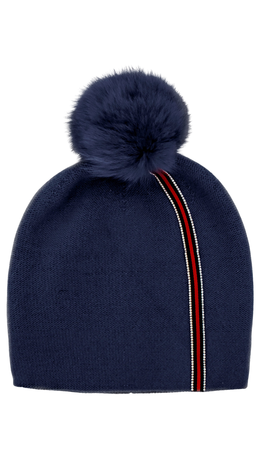 Knit Hat with Fox Pom Pom