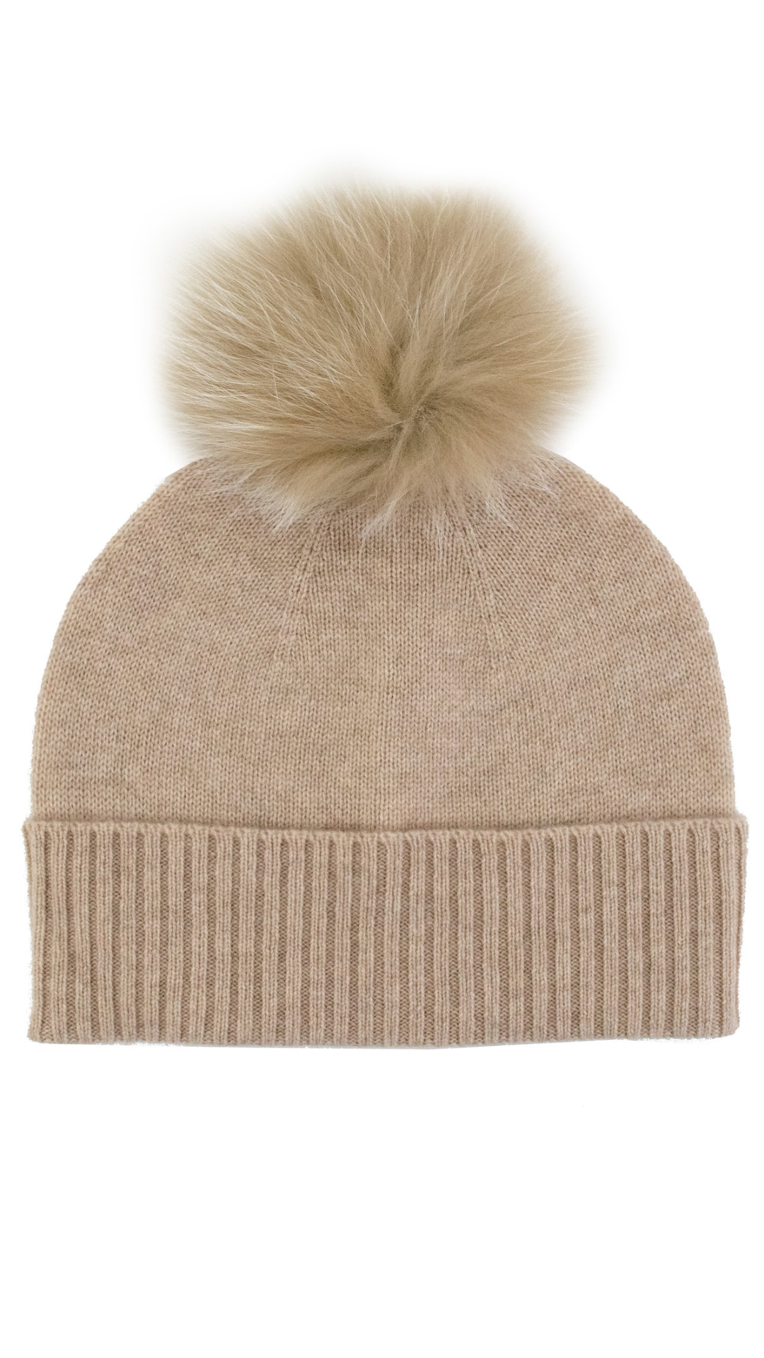 Knitted Cashmere Beanie with Pom Pom