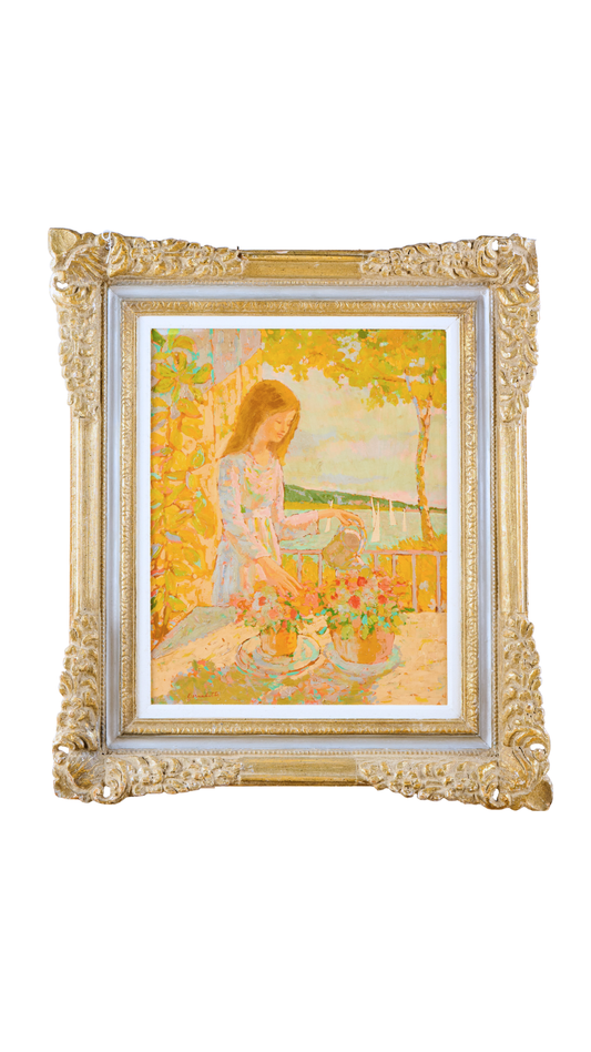 Bernadette Hughes | Girl Watering Flowers | 29'' x 25''