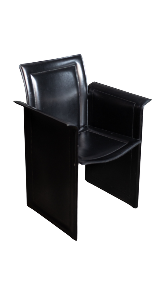 C444 Black Leather Italian Chairs by Arrben S/8