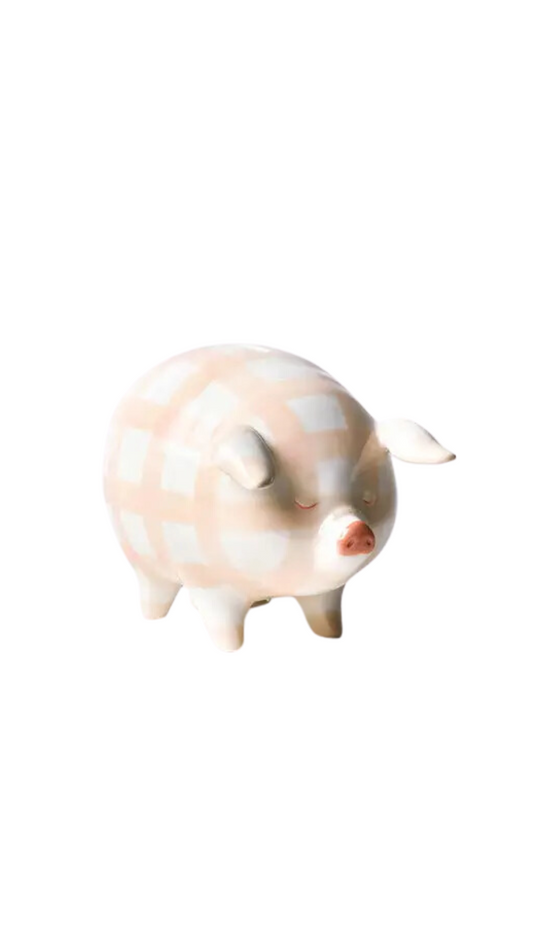 Pink Gingham Piggy Bank