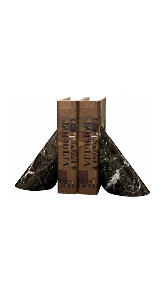 Coronet Collection Black Zebra Marble Bookends