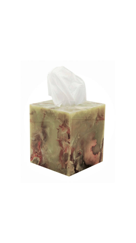 Myrtus Collection Whirl Green Onyx Tissue Box Holder