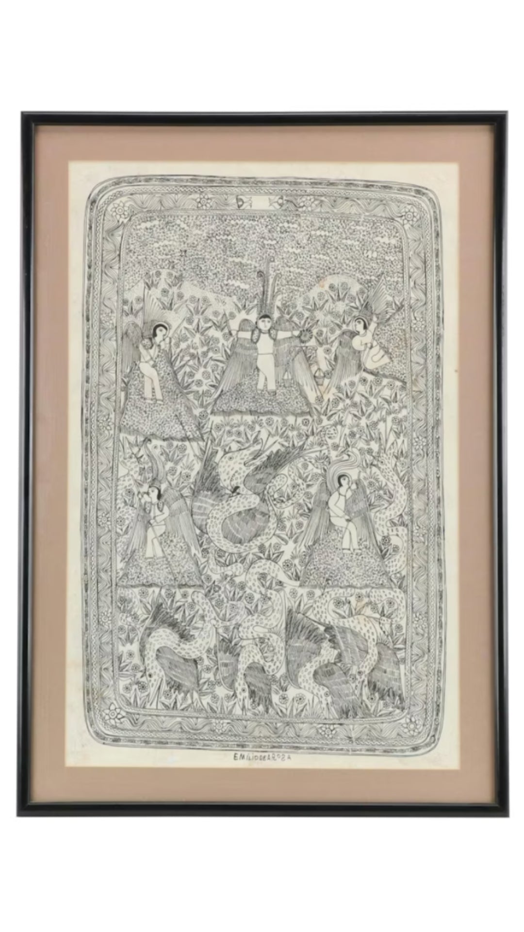 Emilio de la Rosa | Angels & Serpents on Bark Paper