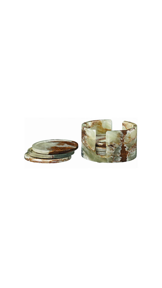 Dionysus Collection Whirl Green Onyx 6 Piece Coaster Set