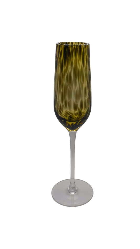 LDS01/A/BRD Amber Black Dot Champagne Glass