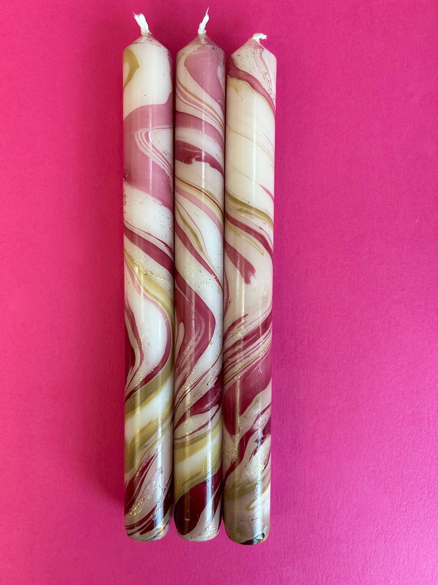 ANTIQUE CHESTNUT -  Marbled Dinner Candle Trio