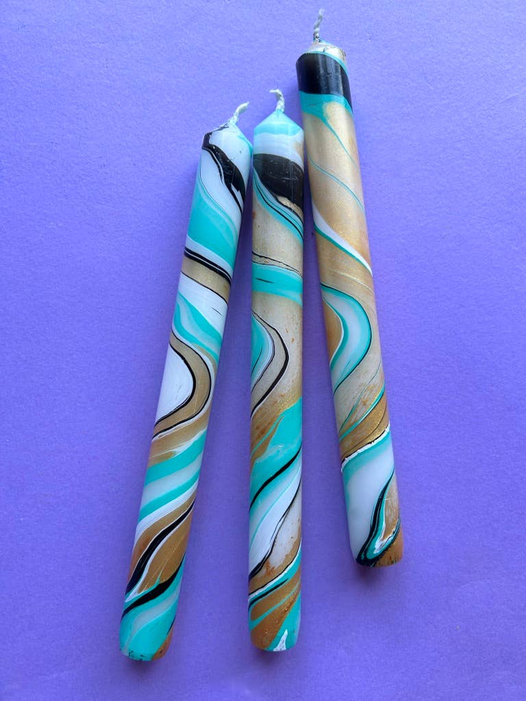 AFTER EIGHT -  Marbled Dinner Candle Trio