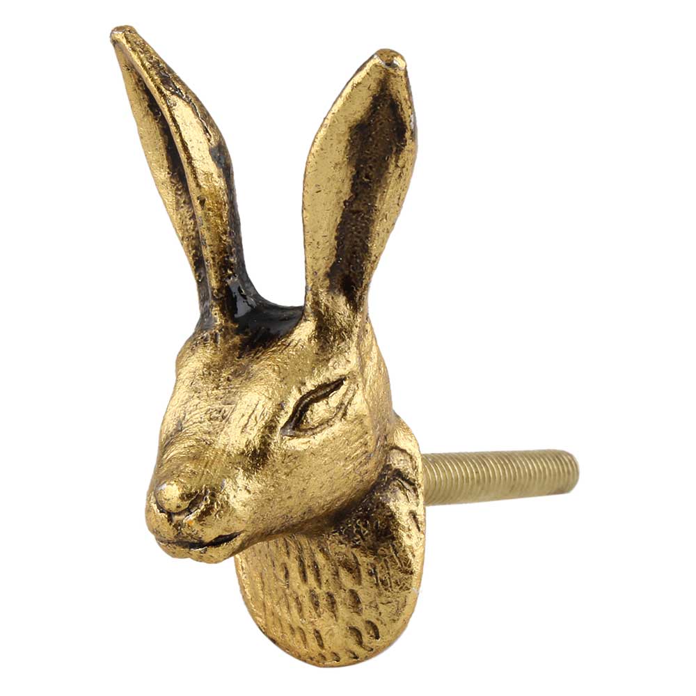 Vintage Wardrobe Drawer Knobs Aluminium Rabbit Gold Pull