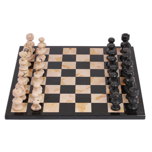 Handmade Brown Challenge Marble Chess Set