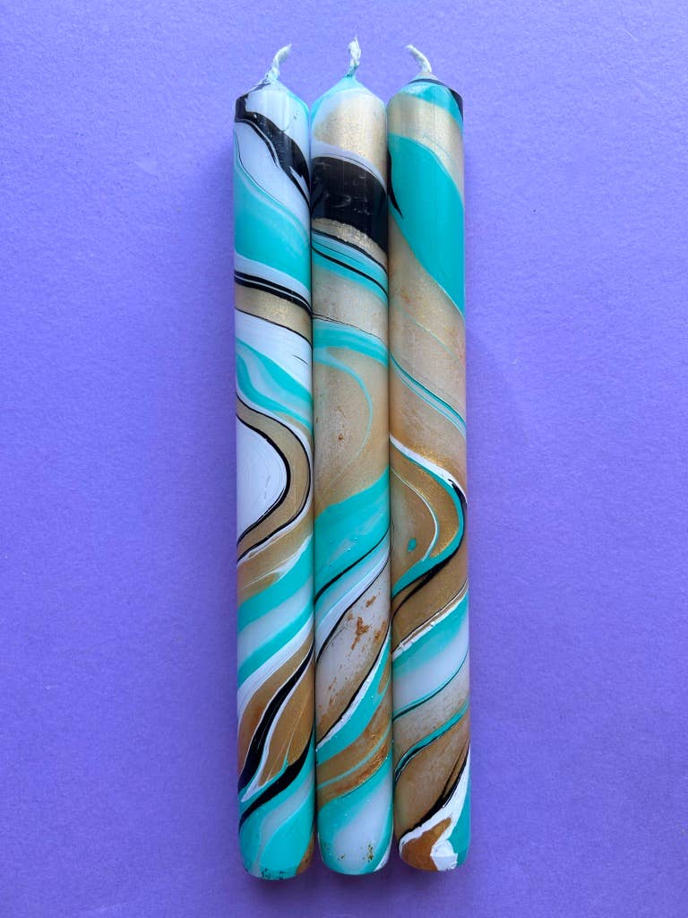 AFTER EIGHT -  Marbled Dinner Candle Trio