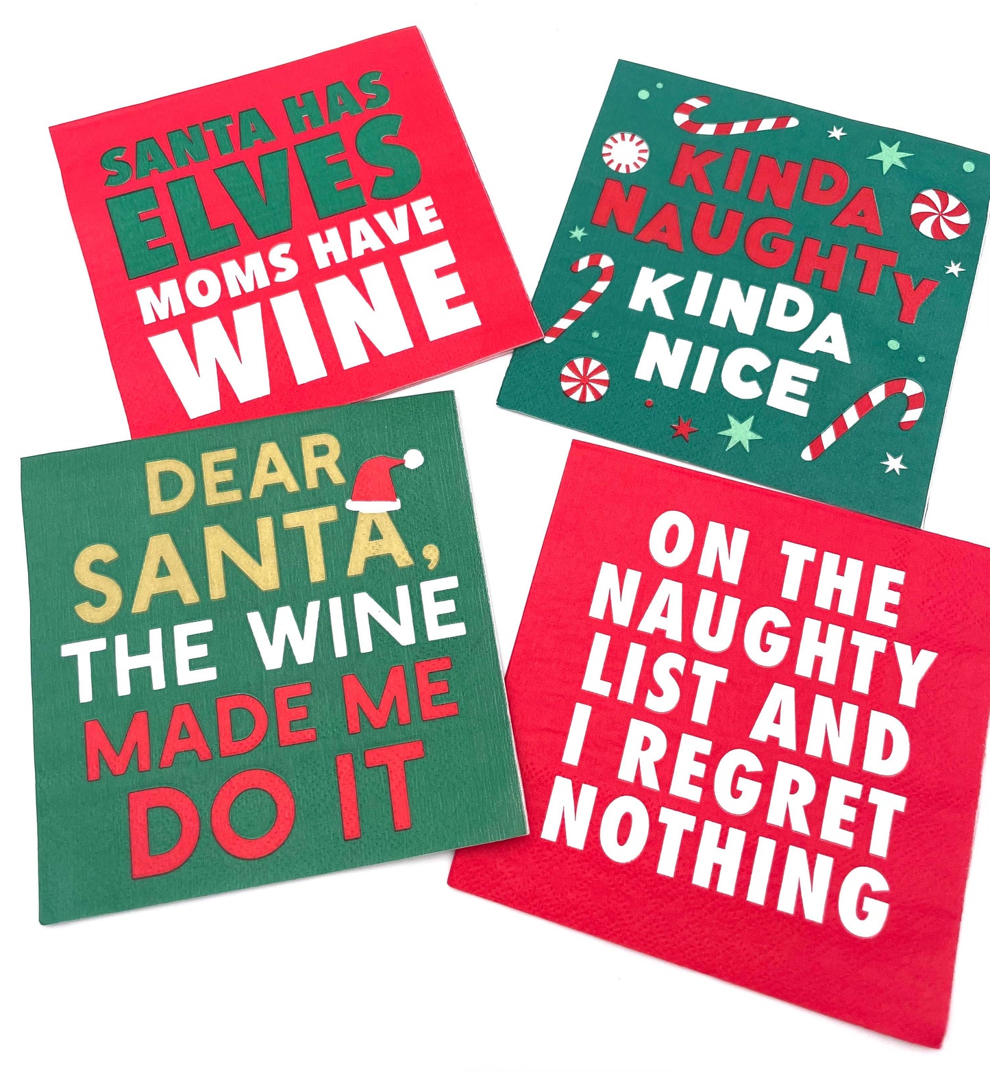 Christmas Cocktail Funny Napkins | I Regret Nothing