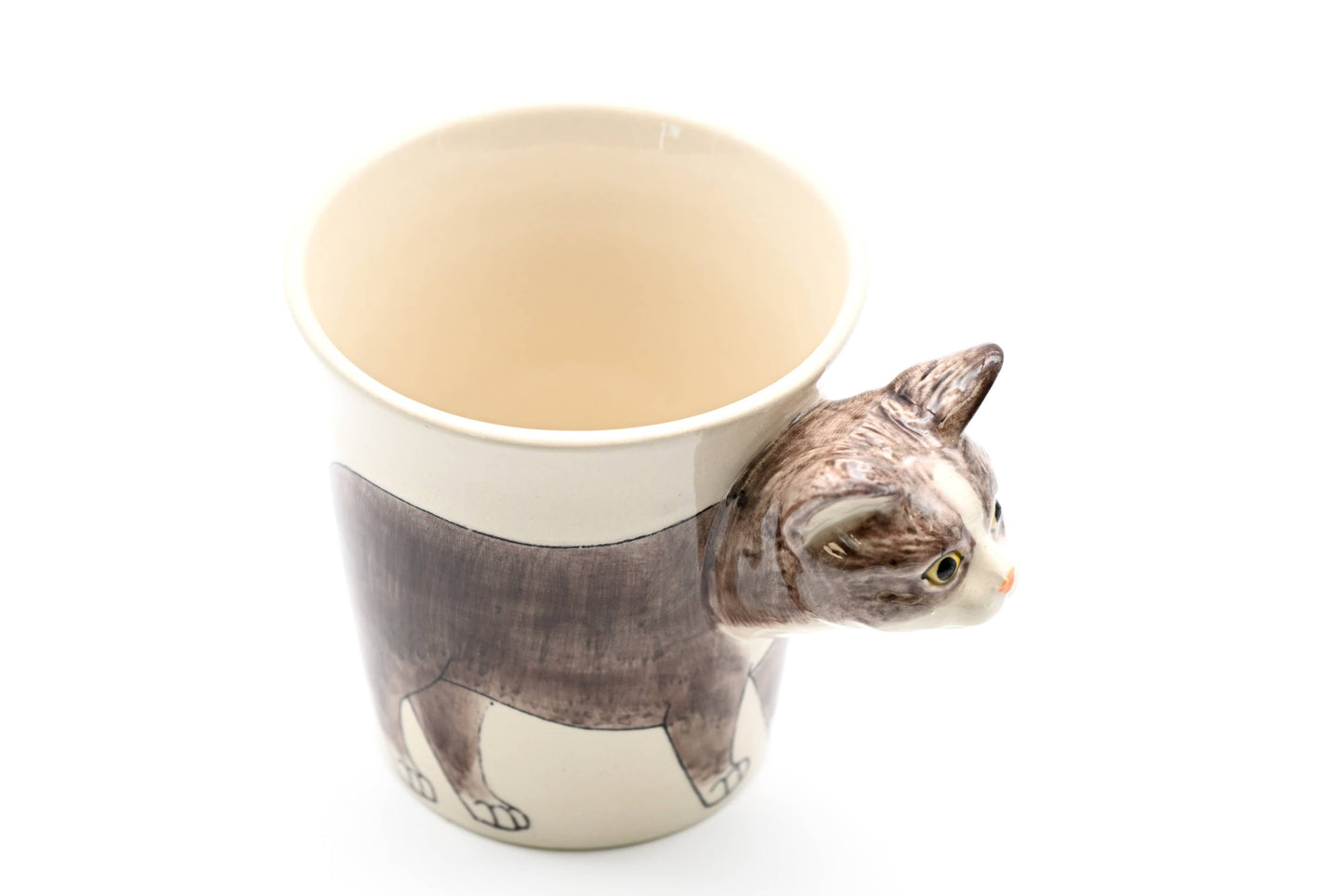 Gray and White Cat Mug 10 Oz