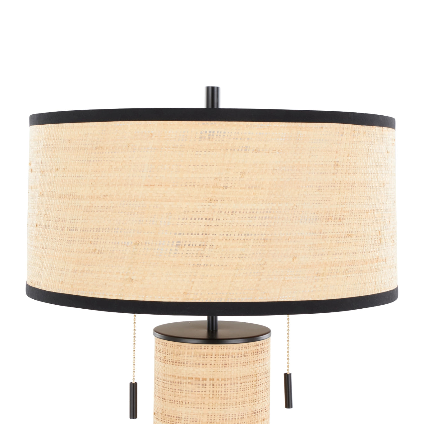 Cylinder 29'' Rattan Buffet Lamp - Black Metal, Natural Rattan